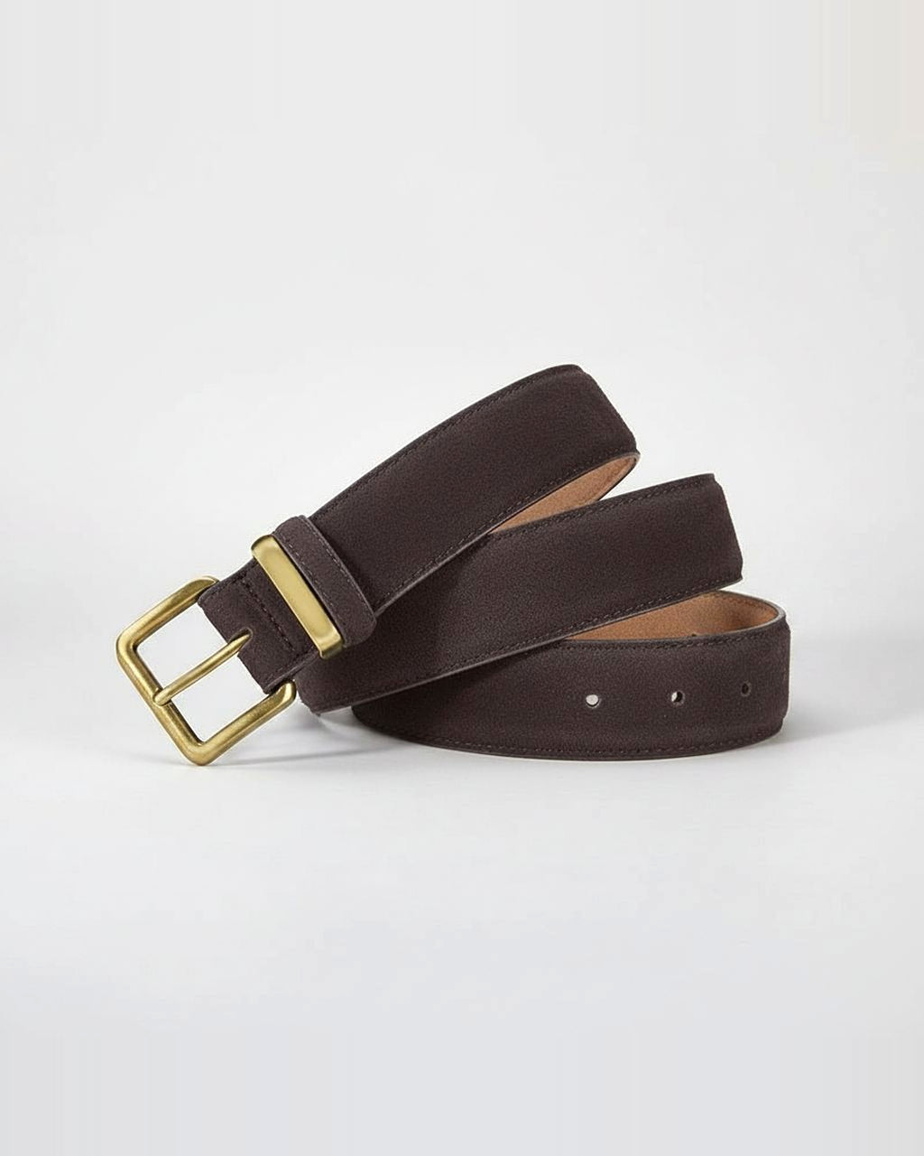 the anchor — espresso suede belt, coiled