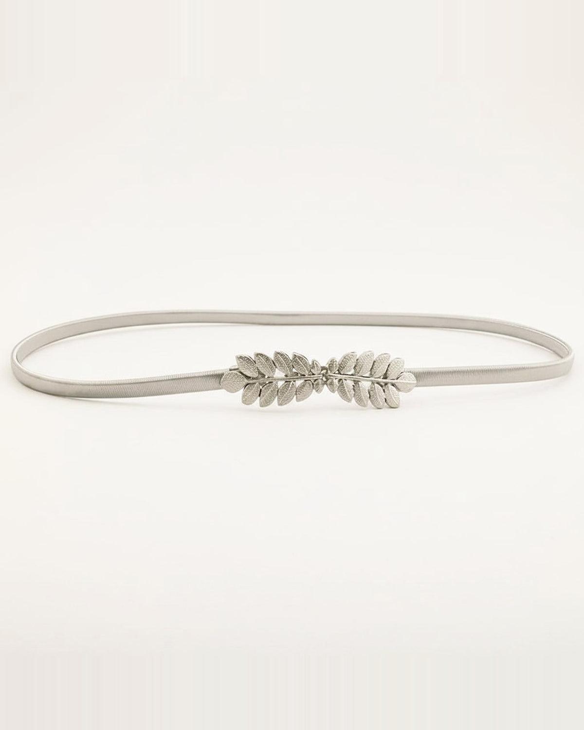 the leaf: silver metal waist band closing on a spray of laurel leaves