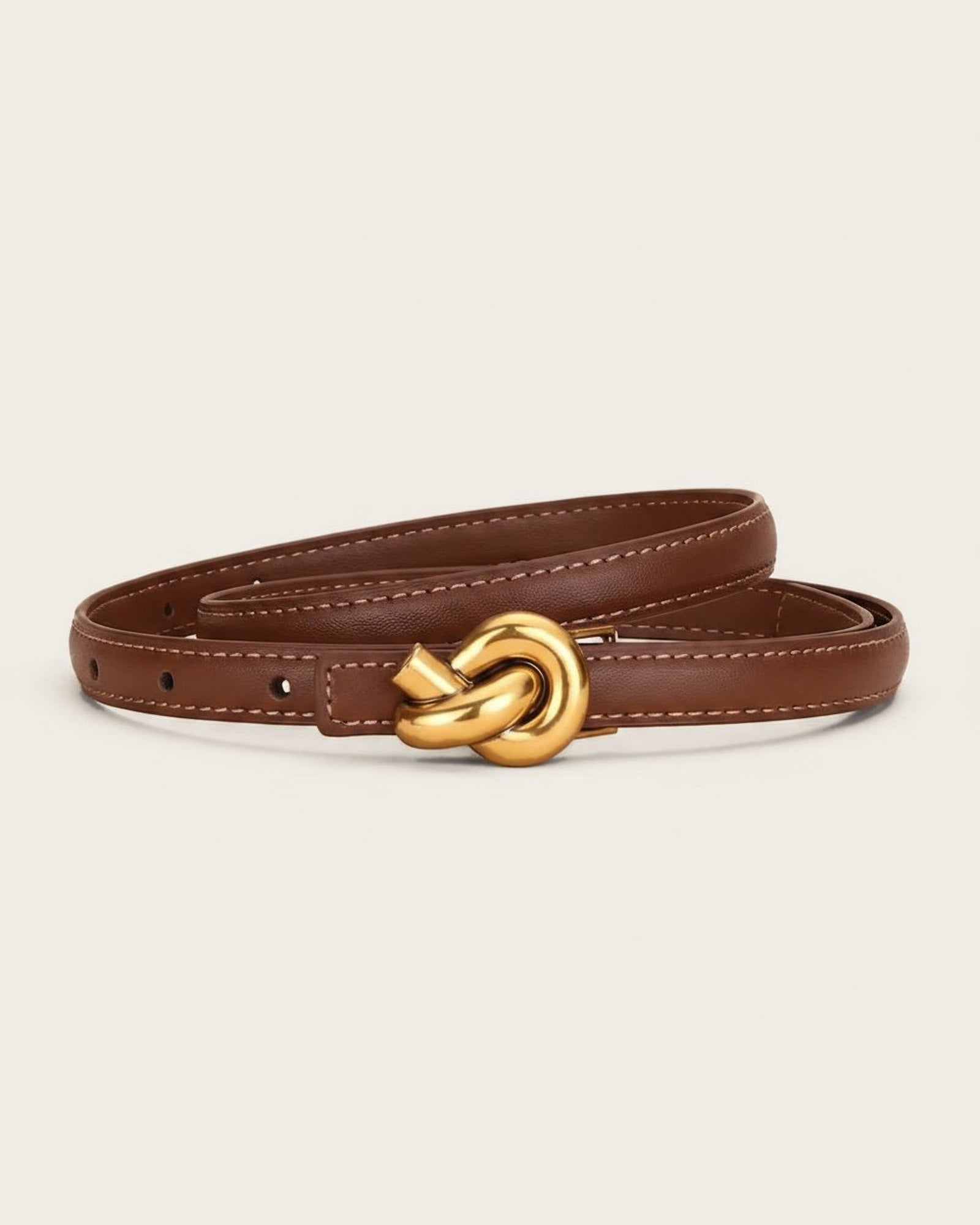 the line — caramel belt, coiled