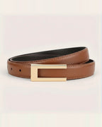the rule — cognac belt, coiled