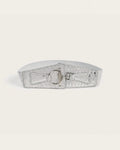 the scale: silver scale embossed waist belt, laid flat