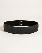 the snap: black glitter waist band, laid flat