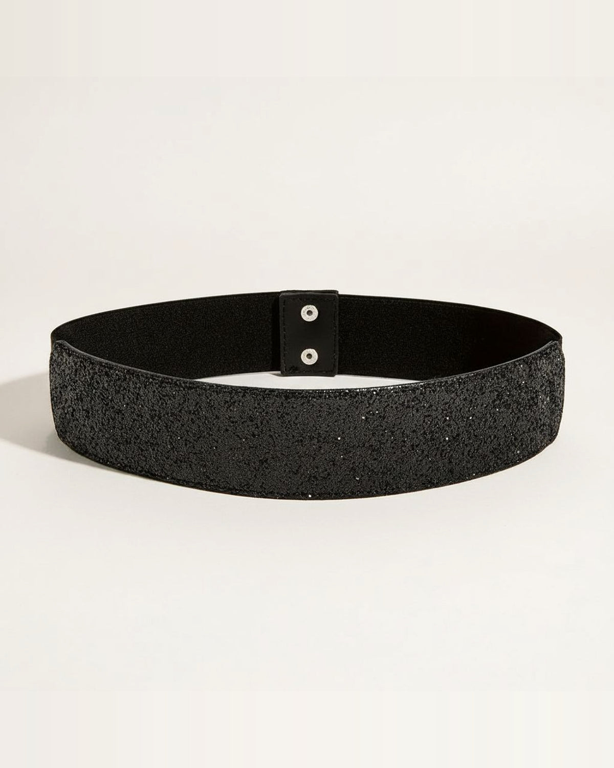 the snap: black glitter waist band, laid flat