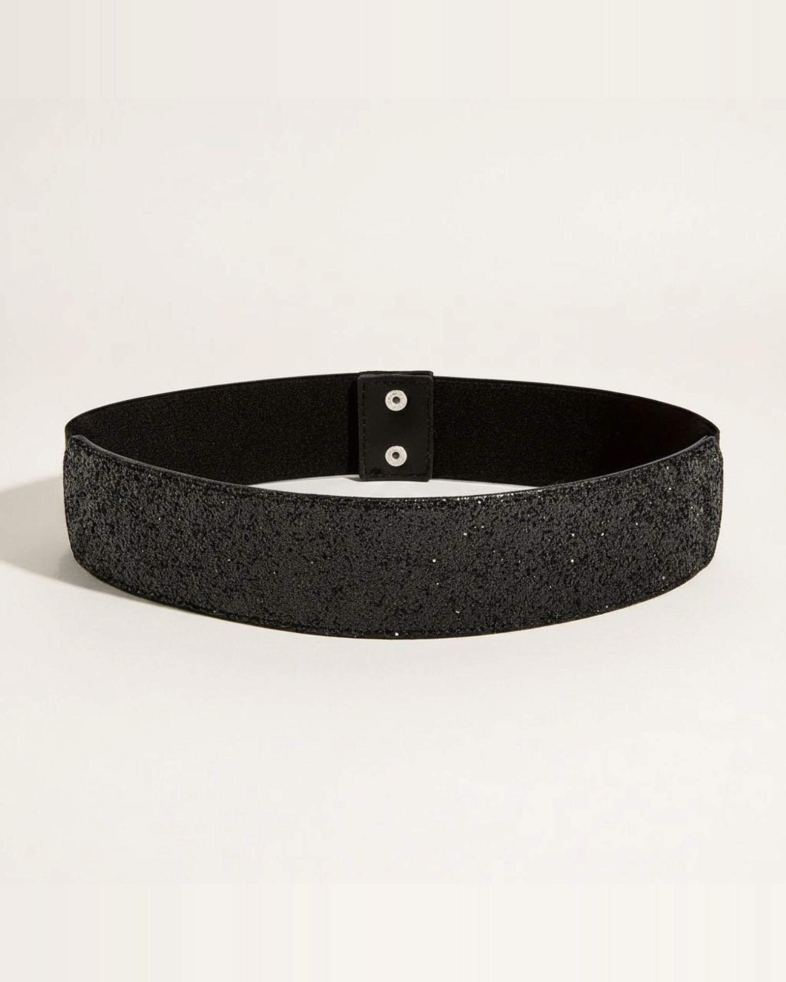 the snap: black glitter waist band, laid flat