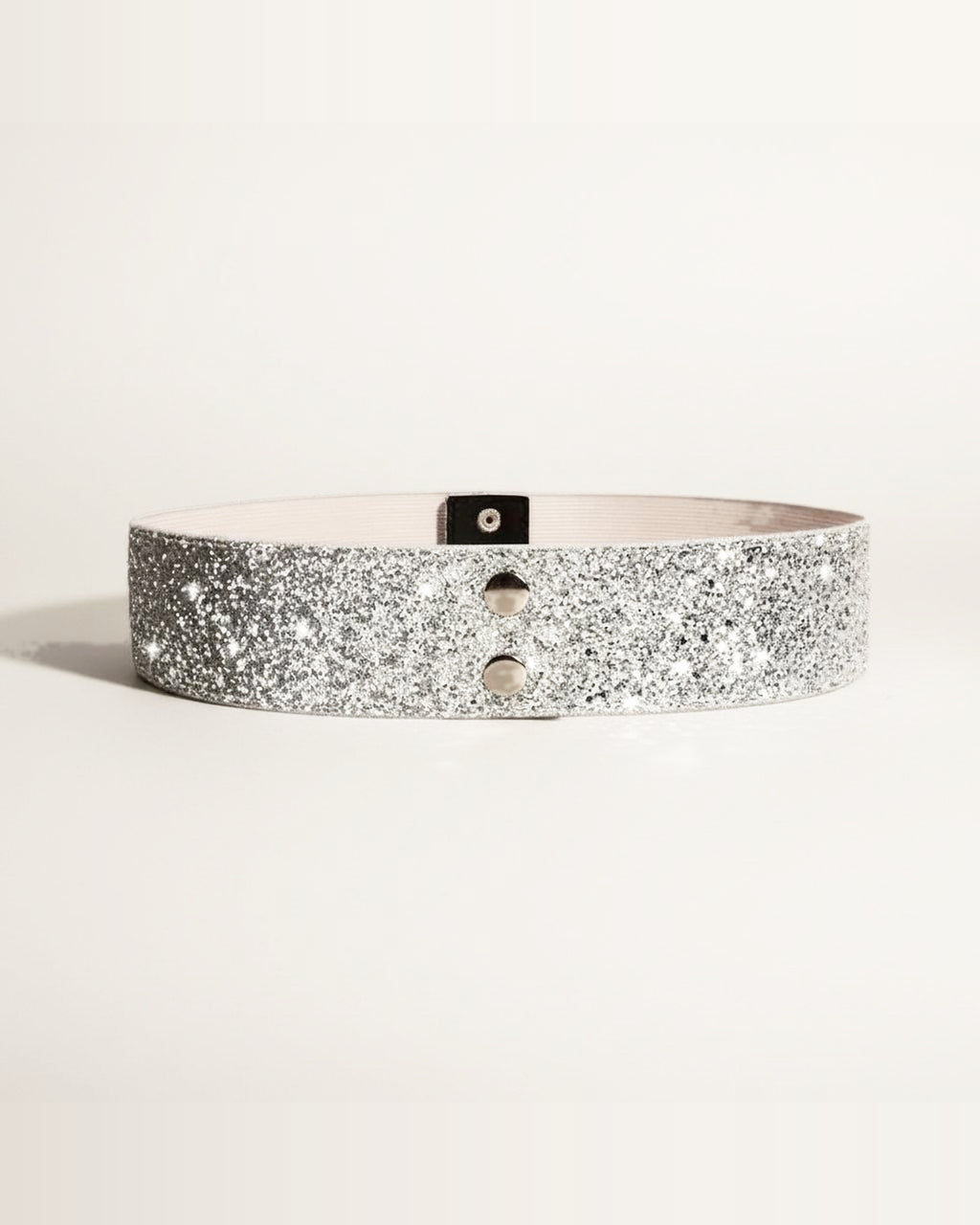 the snap: silver glitter waist band, laid flat